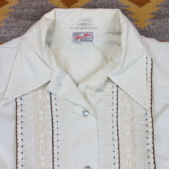 Vintage 1960's Western Cowgirl Pearl Snap Blouse - Picture 2 of 7